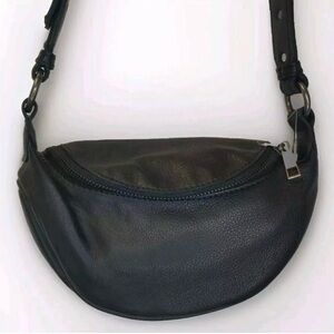 Free People Palmer Sling Belt Bum Bag Crossbody Black Leather Fairy Gothic good